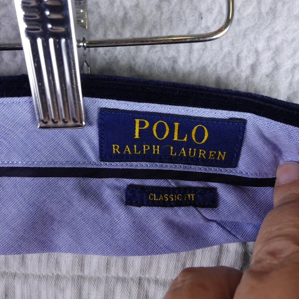 Polo Ralph Lauren Mens Classic Fit Navy Blue Corduroy Pants 35x32 Stretch Cotton